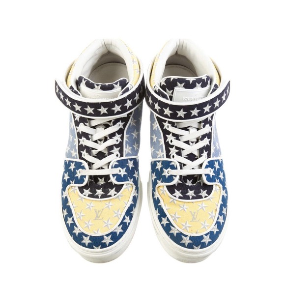 RARE Louis Vuitton Acapulco Monogram Blue‎ Stars Sneakers Size 9.5 Mid-Tops - Picture 1 of 6